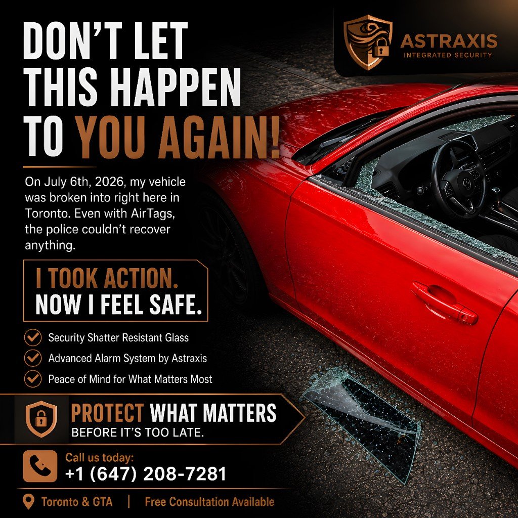ASTRAXIS vehicle shatter resistant security film and alarm security offer